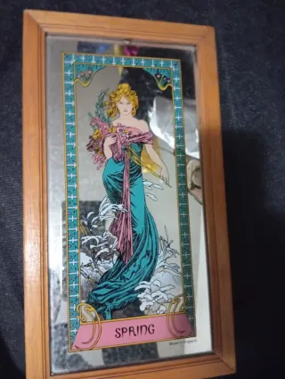 Specchio vintage Alphonse Mucha Primavera