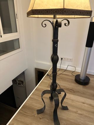 Lámpara de pie vintage beige y marrón