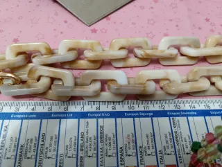 Collana lunga maglie spesse beige oro