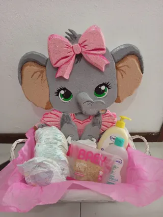 Cesta Bebé Personalizada Elefanta