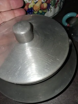 Zuccheriera in peltro vintage