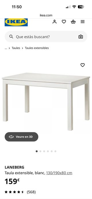 Mesa extensible IKEA Laneberg blanca
