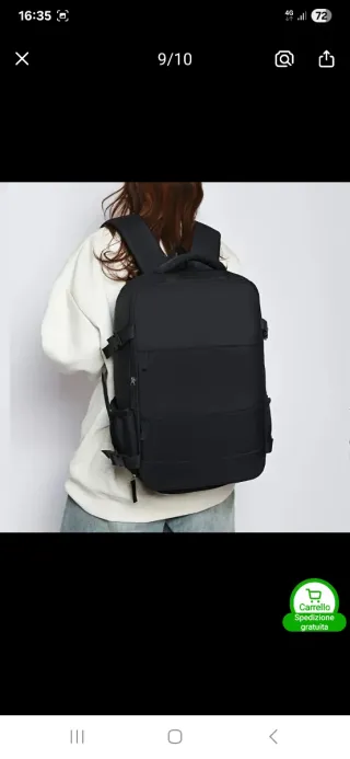 Zaino borsone viaggio bagaglio a mano aereo Nero