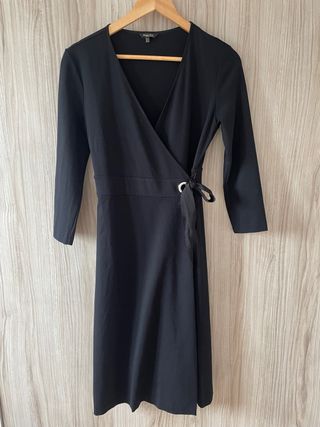 Vestido cruzado negro Massimo Dutti Talla S