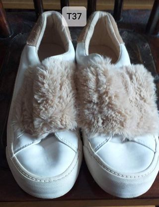 Zapatillas Mujer Talla 37 Negras y Blancas