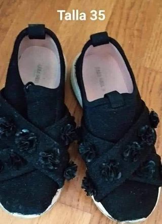 Zapatillas Mujer Talla 37 Negras y Blancas