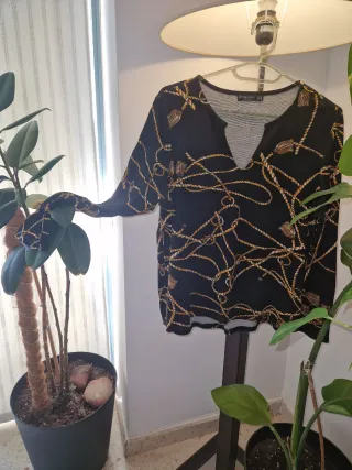 Jersey punto cadenas negro y dorado