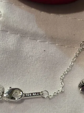 Conjunto Pandora Corazón Rojo Plata