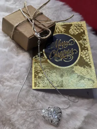 Collar Corazón Relicario Plata