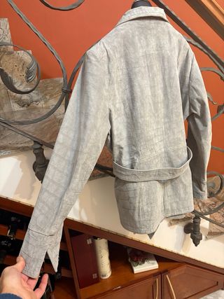 Giacca/trench vera pelle grigia donna vintage