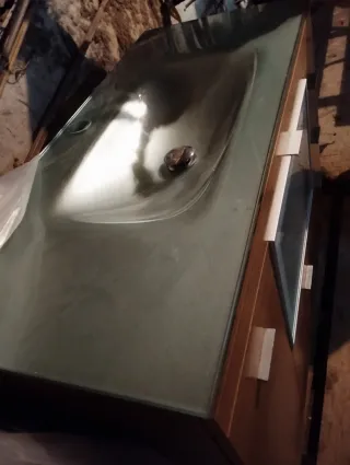 Mueble de baño madera y cristal