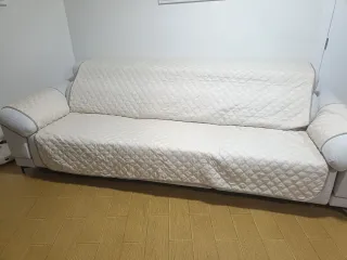 Funda para sofá beige/blanco