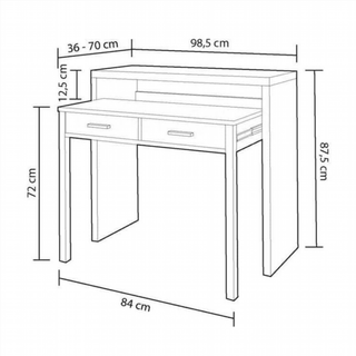 Escritorio Extensible. Blanco Artik y Roble Canad