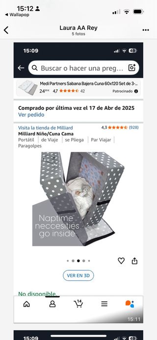 Milliard Niño/Cuna de Viaje Portátil Paragolpes