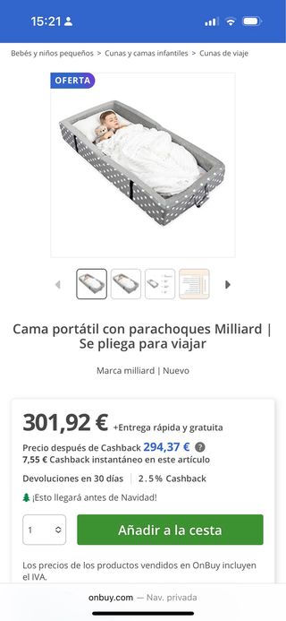 Milliard Niño/Cuna de Viaje Portátil Paragolpes