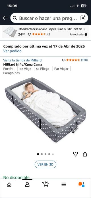 Milliard Niño/Cuna de Viaje Portátil Paragolpes