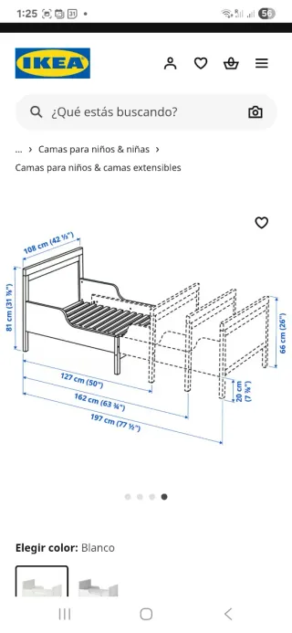 Cama extensible infantil Ikea de 127cm a 197cm L