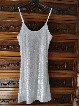 Mini abito argento paillettes