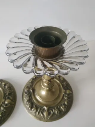 Pareja Candelabros Bronce Antiguos