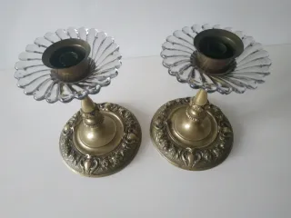 Pareja Candelabros Bronce Antiguos