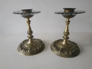 Pareja Candelabros Bronce Antiguos