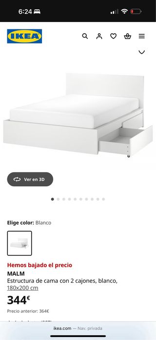Cama Malm con 4 cajones y colchón
