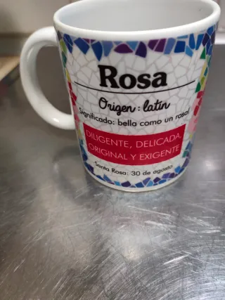 Tazas de cerámica decoradas Nombre Rosario ,Rosa