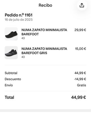 Zapatillas Barefoot Negras y Grises