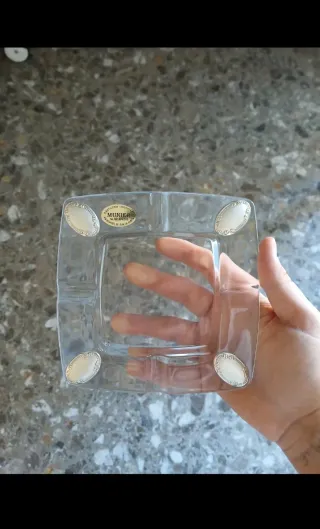 Posacenere/Svuotatasche Vetro e Argento