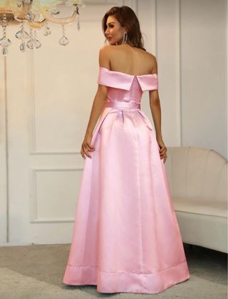 Vestido de fiesta rosa satén dama de honor