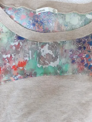 Jersey Lavand Talla L Mangas Estampadas