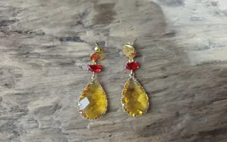 Orecchini cristallo oro e rosso