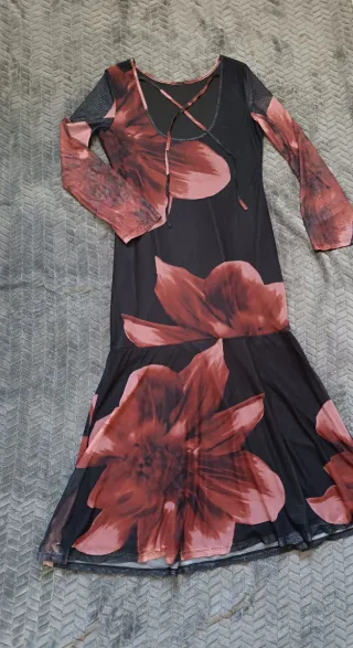 Vestido largo gasa estampado floral