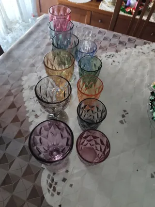 Set 12 Bicchieri Vetro Colorati