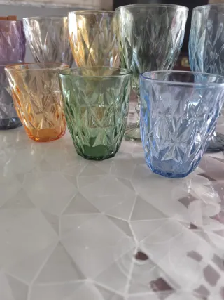 Set 12 Bicchieri Vetro Colorati