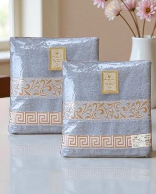 Juego 6 Toallas Algodón Premium Gris y Dorado