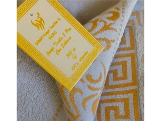 Juego 6 Toallas Algodón Premium Gris y Dorado