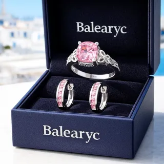 Anillo y Pendientes Plata 925 Rosa Baleary