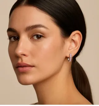 Anillo y Pendientes Plata 925 Rosa Baleary