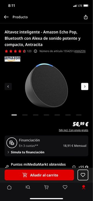Amazon Echo Pop Altoparlante Intelligente