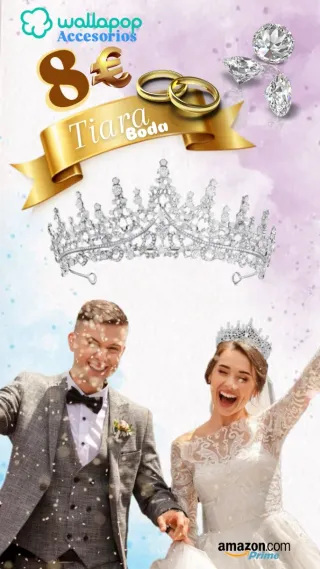Tiara de boda o disfraz con diamantes de imitación