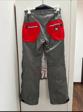 Pantaloni sci grigi con tasche rosse junior