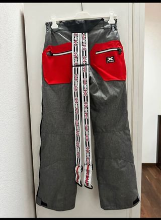 Pantaloni sci grigi con tasche rosse junior