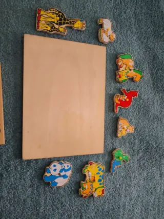 2 Puzzles Madera Niños Animales Granja