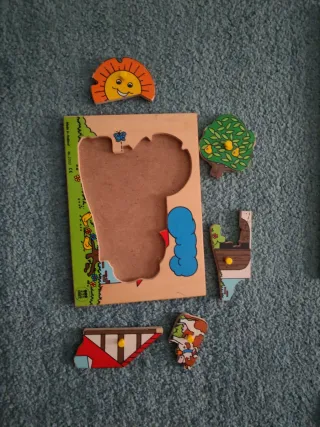 2 Puzzles Madera Niños Animales Granja
