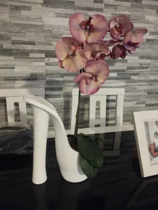 Jarrón Decorativo Zapato Tacón Blanco