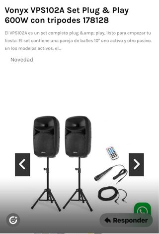 Set Bafles Vonyx VPS102A 600W + Trípods valían 250