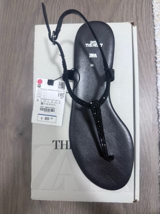 Sandalia Zara Edición Limitada Negra Talla 36