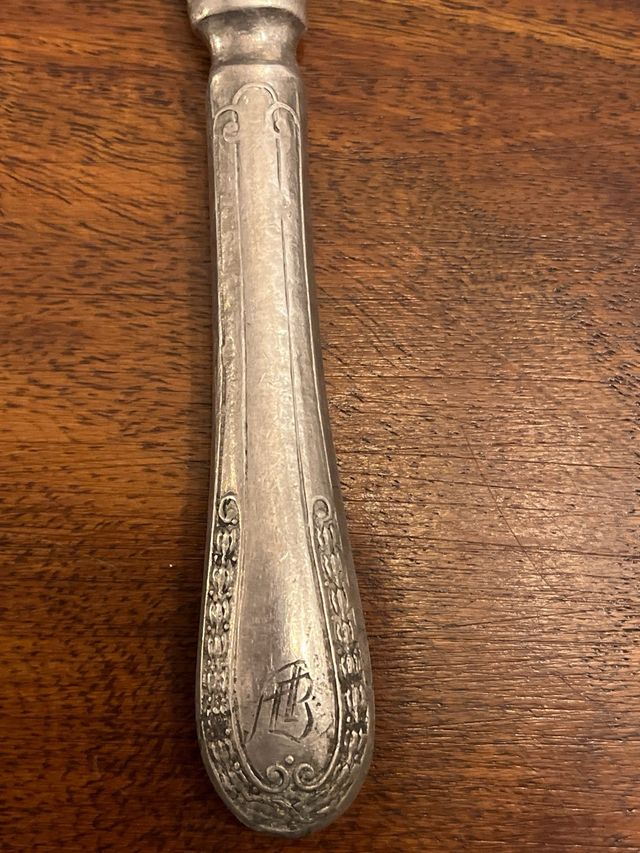 Seis cuchillos con mango de plata