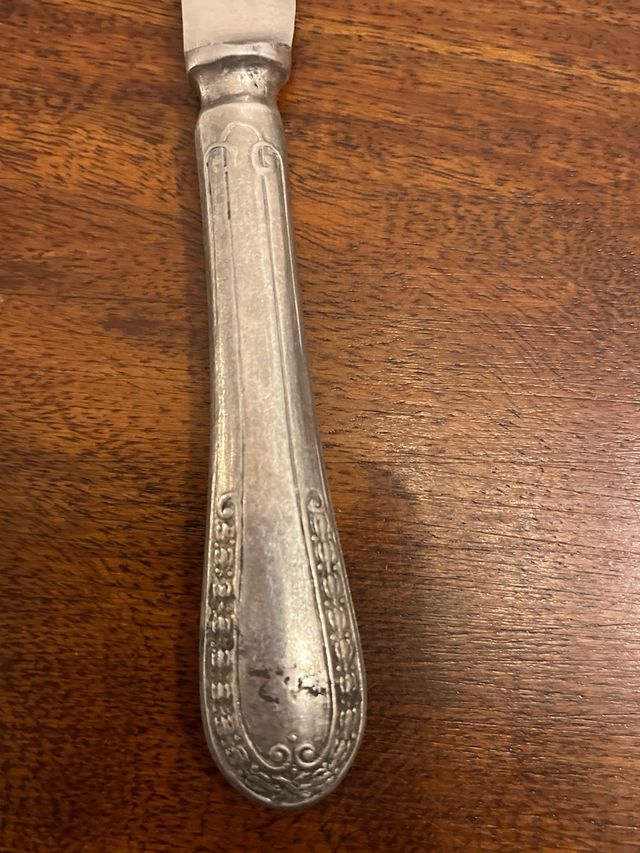 Seis cuchillos con mango de plata